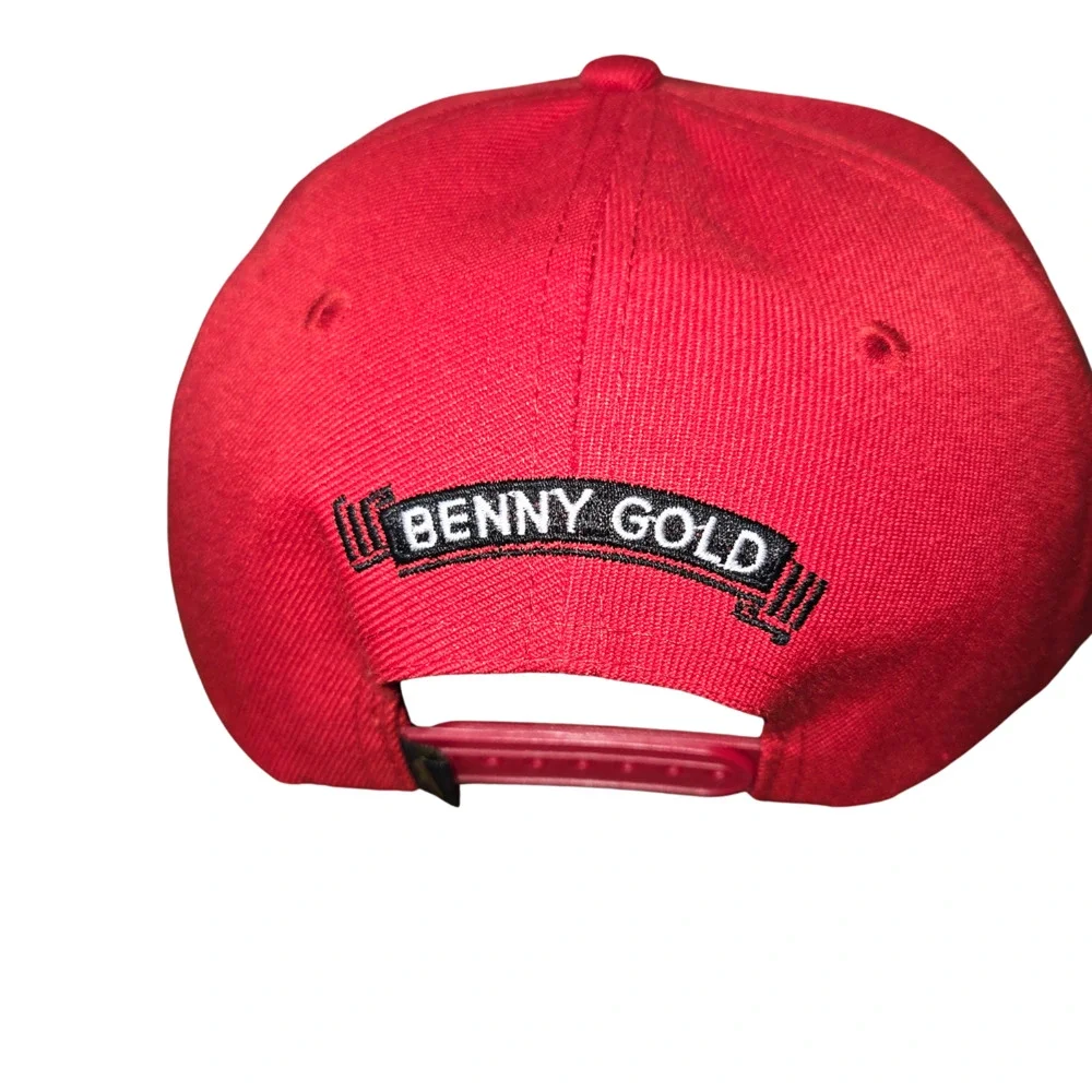 Benny Gold Paper Plane Cap Mens Red White Embroidered Adjustable Snapback Hat